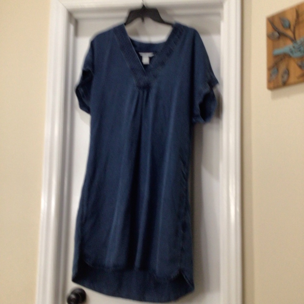 H&M Dark Blue V-Neck Short Sleeve Tunic